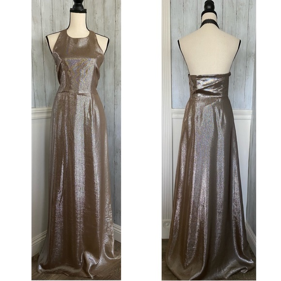 Olcay Gulsen Dresses & Skirts - Olcay Gulsen Silk Halter Neck Backless Maxi Gown